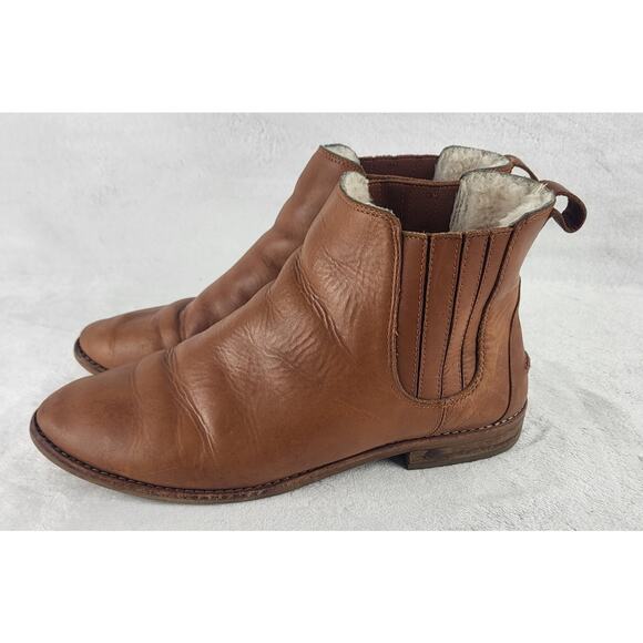 MADEWELL Ainsley Chelsea Leather Shearling Slip On Ankle Boot Brown | Size 10 - Picture 16 of 16